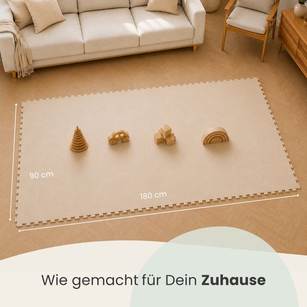 Große Puzzlematte für Kinder mit 180 mal 90 Zentimeter, flache Spielmatte in modernem Design für den Innenbereich, ideale Unterlage zum Spielen.