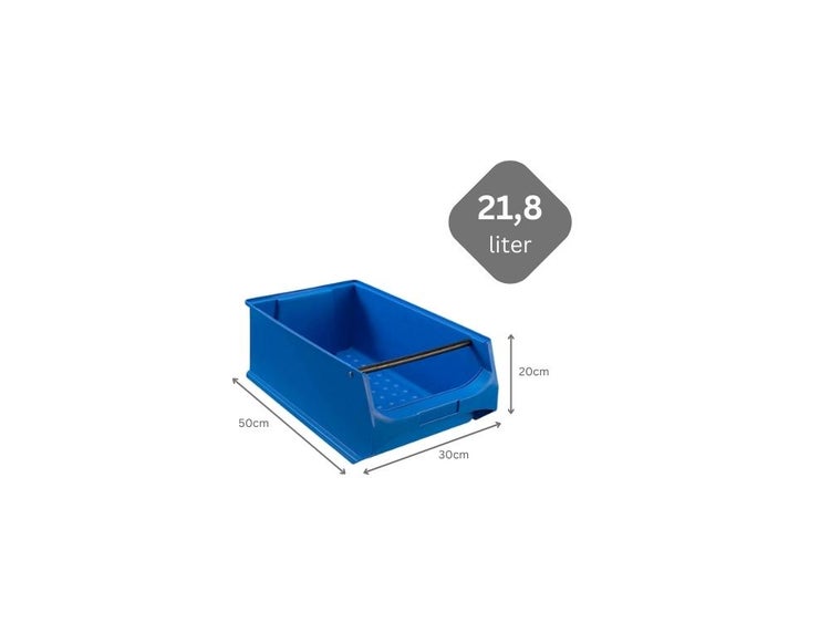 PROREGAL Blaue Sichtlagerbox 5.1 Mit Griffstange HxBxT 20 x 30 x 50 cm 21,8 Liter Sichtlagerbehälter Sichtlagerkasten