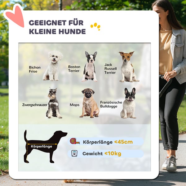 PawHut Hundewagen 3 in 1 Hundebuggy klappbar für Hunde & Katzen bis 10 kg Katzenbuggy mit Kissen Becherhalter Netzfenstern Türen Aufbewahrungskorb Katzenwagen Buggy Dunkelblau