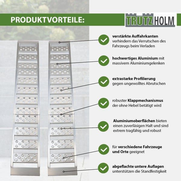 Motorradrampen-Set aus Aluminium mit Zurrgurt