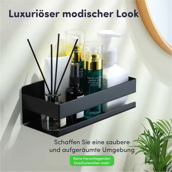 Eavy Duschregal Edelstahl Schwarz Selbstklebend