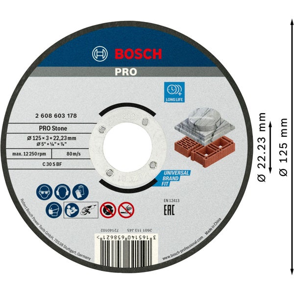 Bosch PRO Stone Trennscheibe 125 x 3 x 22,23 mm - 2608603178