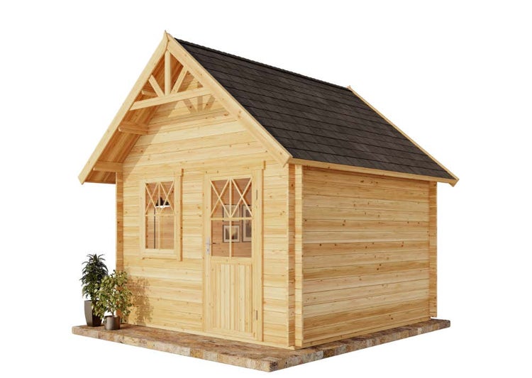 Alpholz Schwedenhaus-28 Gartenhaus aus Holz Holzhaus mit 28 mm Wandstärke, Blockbohlenhaus mit Montagematerial imprägniert 3,3x3,3m