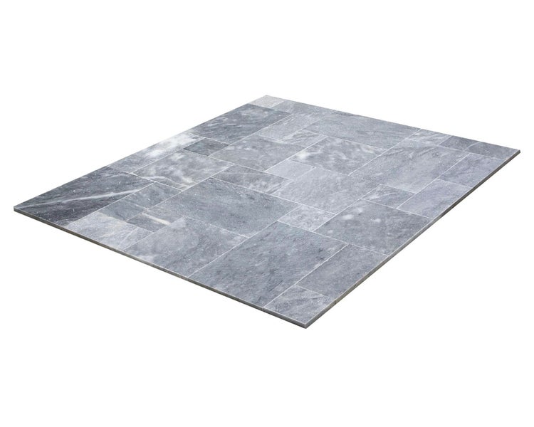 Wohnrausch Kalkstein Terrassenplatten BLUE ICE Römischer Verband 3 cm, getrommelt, blau, grau