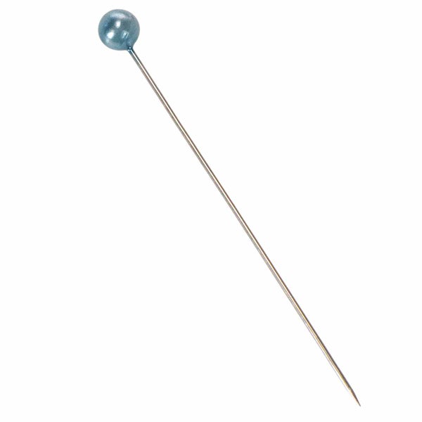 Eine einzelne Stecknadel mit rundem Kopf aus Metall zur Verwendung in Handwerk und Haushalt.
