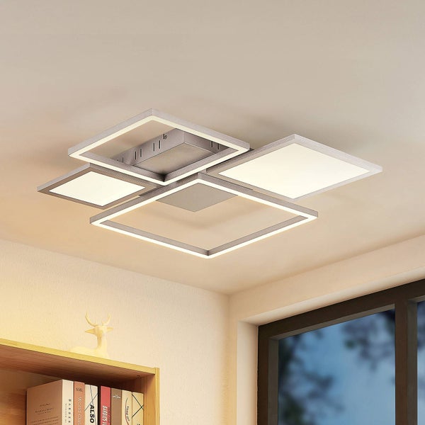 Lucande LED Deckenleuchte Narumi dimmbar mit Leselampe (Modern) in Weiß aus Metall (1 flammig, ) - Lampe Deckenlampe Wohnzimmerleuchte