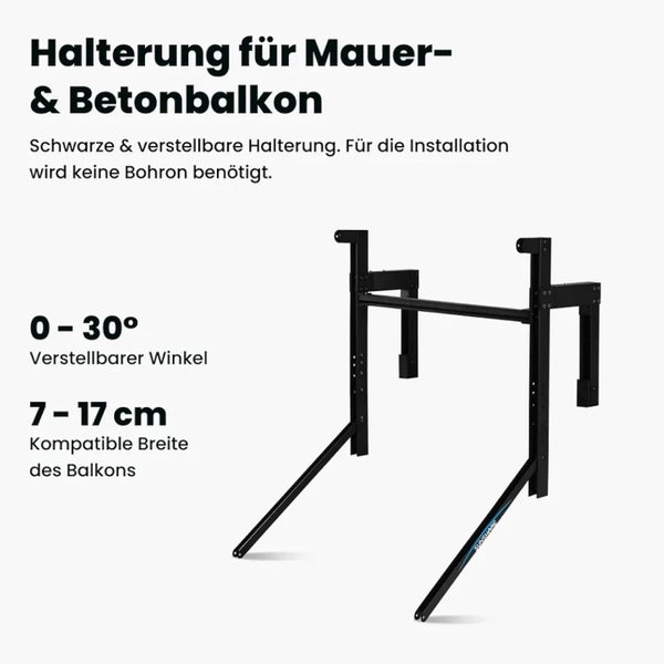 Wand- und Betonbalkonhalterung, verstellbar, Winkel 0 bis 30 Grad, kompatible Breite des Balkons 7 bis 17 Zentimeter