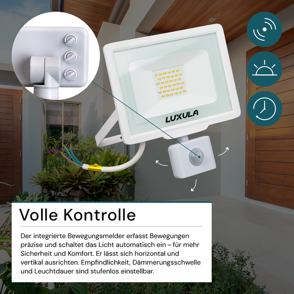 LUXULA LED-Außenstrahler mit Bewegungsmelder zur Wandmontage