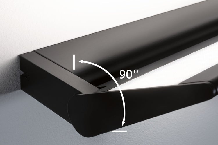 Wandleuchte mit verstellbarem Leuchtenkopf um 90 Grad fuer eine flexible Beleuchtung.