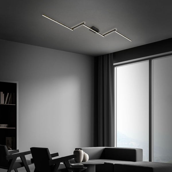 Briloner Leuchten STAFF - Wand-& Deckenleuchte - 3719055 - Glitzereffekt durch Laserlochoptik - 24W ? 2800 lm - Warmweiß 3000K - Backlighteffekt - 227 x 12 x 7 cm