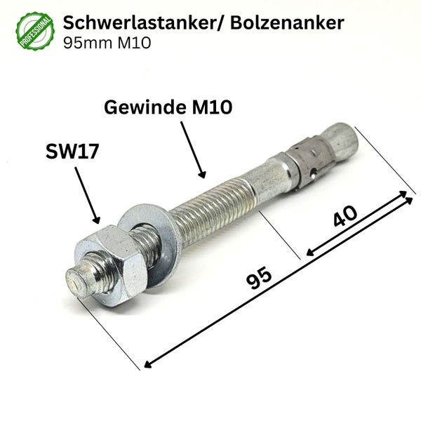 Schwerlastanker Bolzenanker, 95 mm M10
