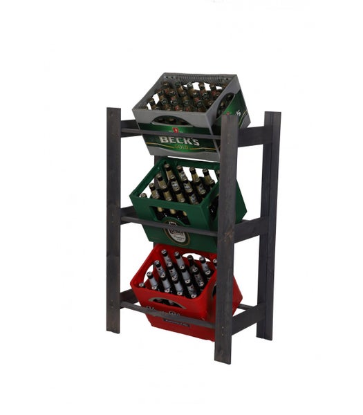 PROREGAL Getränkekistenregal Pinepeak HxBxT 107,4 x 70 x 38,8 cm Für 3 Kisten Kiefernholz Grau