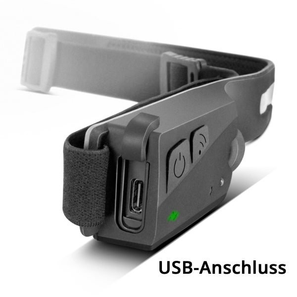 Stirnlampe mit USB-Anschluss