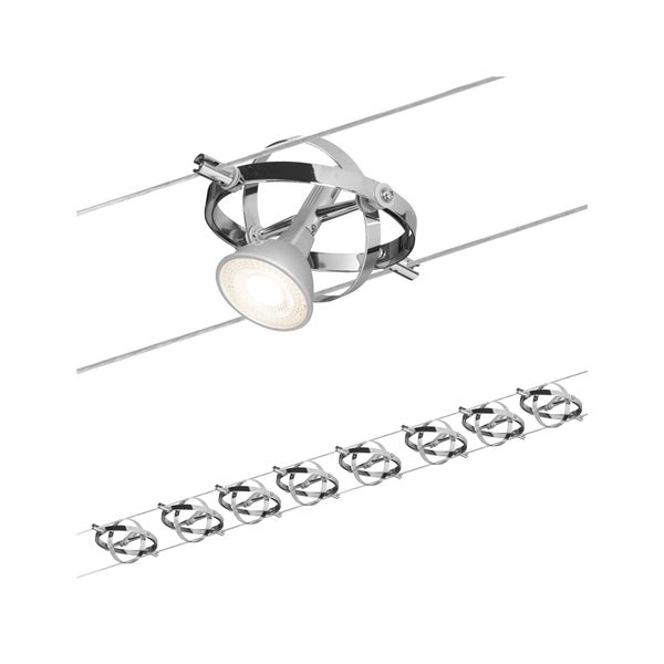 Seilsystem Cardan Basisset GU5,3 max. 8x10W dimmbar 230/12V Chrom matt, Chrom