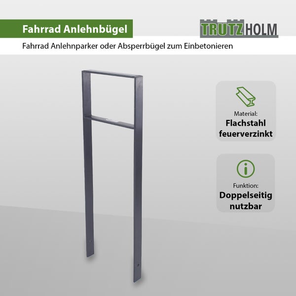 Fahrradanlehnbügel aus feuerverzinktem Flachstahl zum Einbetonieren