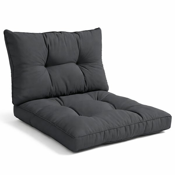 Anthrazitfarbenes Lounge-Kissen-Set bestehend aus Sitz- und Rückenkissen mit dekorativer Steppung für Gartenmöbel.
