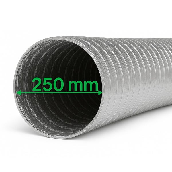 Aluflexrohr 250mm – 1 Meter flexibler Abluftschlauch für Growboxen, Klimageräte & mehr – Feuergeschützt, Robuste Aluminium-Innenbeschichtung, Extra Stabil & Langlebig