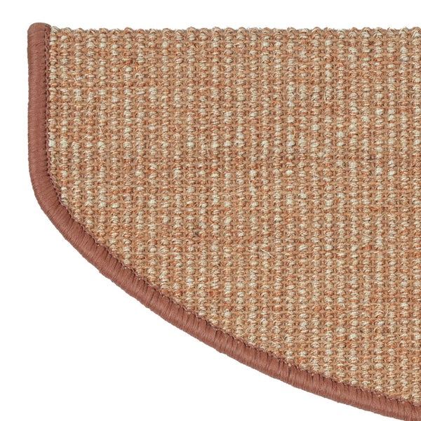 FLOORDIREKT Stufenmatte aus Sisal - Pure Nature - Umkettelt & Selbstklebend - Apricot - 23,5 x 65 cm - Halbrund