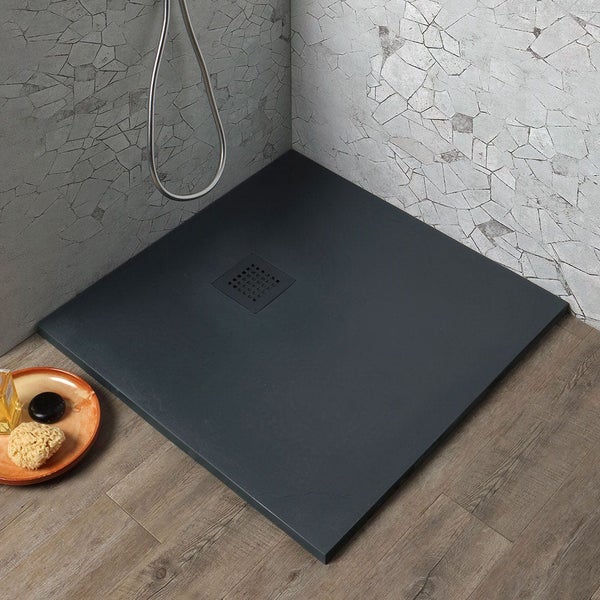 Anthrazitgraue Duschwanne 80x80cm, Mineralguss | Muse