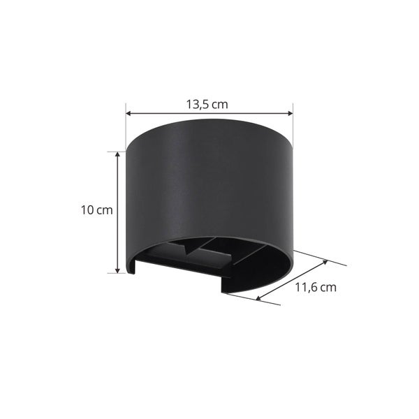 Lindby LED Wandleuchte außen Nivar (spritzwassergeschützt (Modern) in Schwarz aus Metall (1 flammig, ) - Außenwandleuchten Wandlampe Led Außenlampe Outdoor für Außenwand/Hauswand