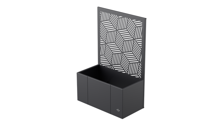 Pflanzkübel mit Rankgitter ELEO Vernazza mit Reno 40 x 80 x 120 cm Rankkasten aus Metall anthrazit - pulverbeschichtet schwarz