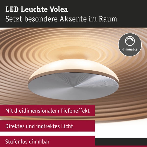 LED-Deckenleuchte Volea mit dreidimensionalem Tiefeneffekt, direktem und indirektem Licht, stufenlos dimmbar.