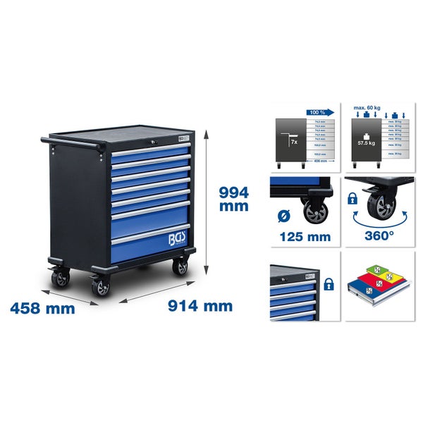 Werkzeugwagen mit sieben Schubladen und BGS Technic Logo