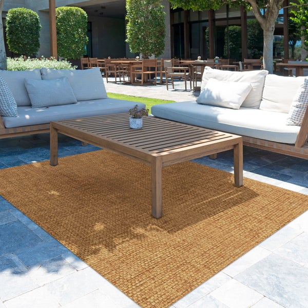 FLOORDIREKT Outdoorteppich - Wetterbeständiger Außenteppich - Ella - Braun - 80 x 150 cm