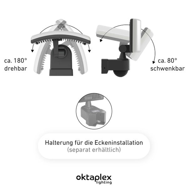 Oktaplex Cali LED Außenstrahler 26W warmweiß mit Bewegungsmelder IP65