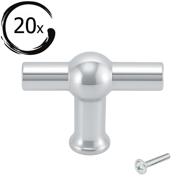 Zwanzig Möbelgriffe und eine Schraube