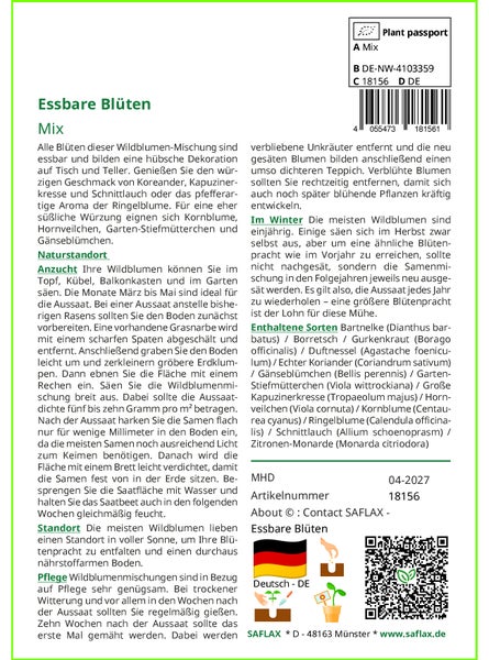 SAFLAX  - Essbare Blüten - Mix - 1000 Samen