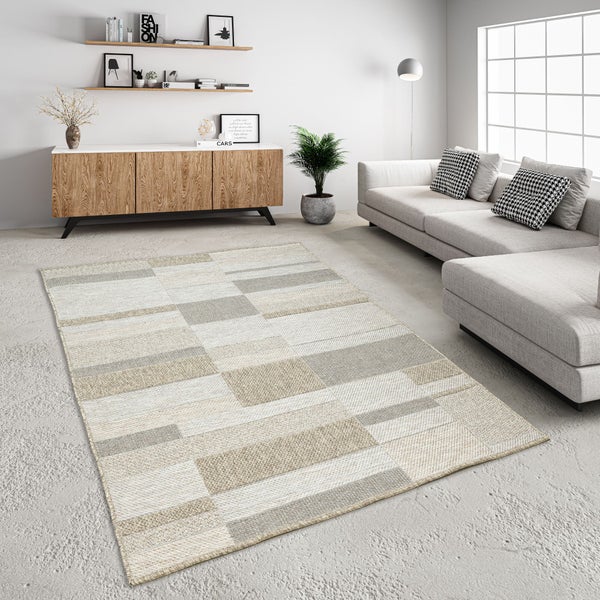 Handgewebter Outdoorteppich Mariella Nautral 155x230 cm