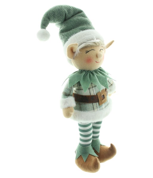 Weihnachtsdekoration Wichtel aus Stoff stehend mit karierter Kleidung