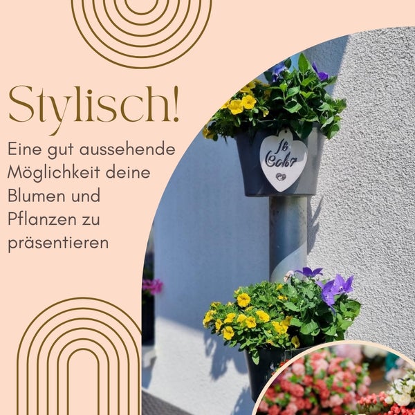 4x Fallrohr Blumentopf Fallrohr Blumentopf für Regenrohr Regenrinne Säule Pfosten Abflussrohr Hängetopf Pflanztopf Pflanzgefäß Grau 22x22x15 cm