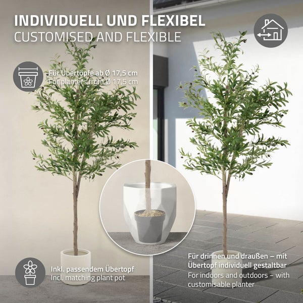 Kunstolivenbaum für den Innen- und Außenbereich mit anpassbarem Pflanzgefäß