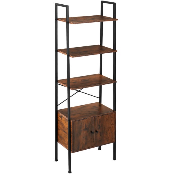 Leiterregal tectake Brentwood inklusive Kippschutz, 57,5 x 34 x 173 cm Industrial Style Industrial Holz dunkel, rustikal