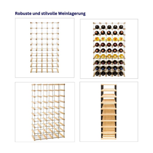 PROREGAL Modulares Weinregal Vinotega Mod Metal HxBxT 92,5 x 52,5 x 24,5 cm 5 x 9 Flaschen Massives Kiefernholz Braun Geölt
