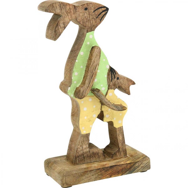 Dekorative Holzhasenfigur mit Kind