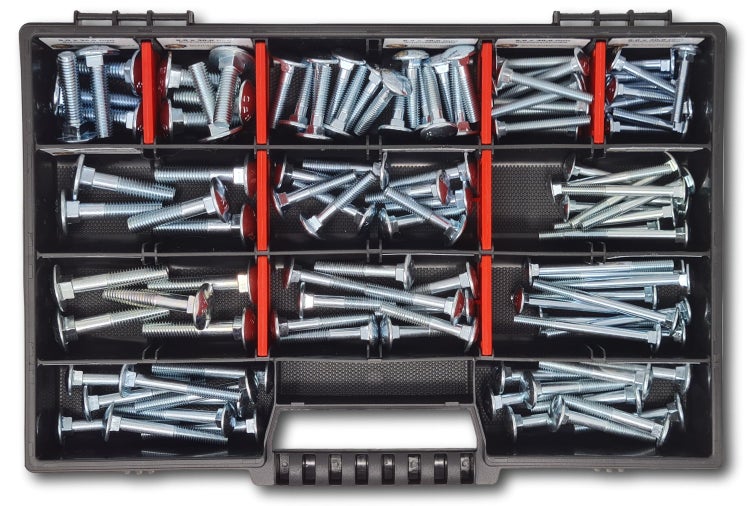 Flachkopfschrauben Sortiment M5-M6-M8 // 30mm-60mm 115 tlg. Schraubenbox DIN 603  Bolzen Vollgewindeschrauben Maschinenschrauben Gewindeschrauben Flachkopfschrauben