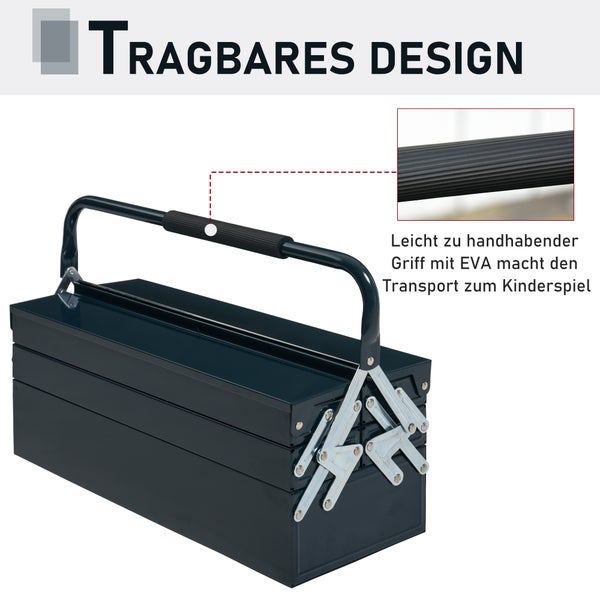 DURHAND, Werkzeugkasten, Werkzeugkoffer, 57L x 21B x 41H cm, Stahl (SPCC), Dunkelgrün