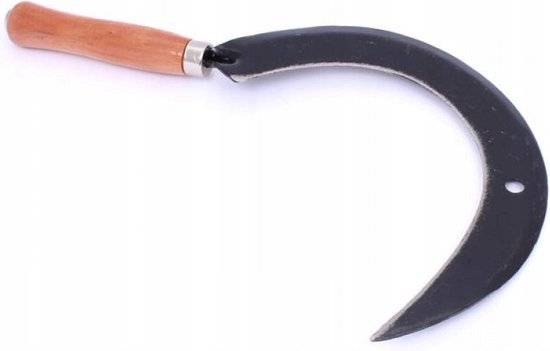 Sichel mit Holzgriff zum Schneiden von Gras und Getreide
