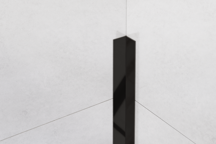 Inneneck-Li-Profil aus Edelstahl 2 cm x 2 cm x 244 cm – glänzend schwarz