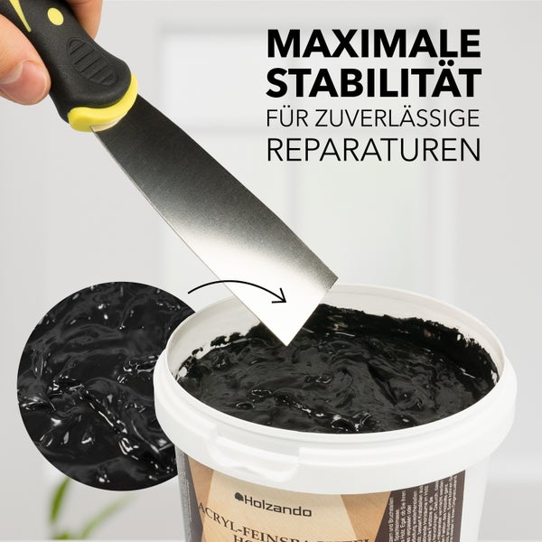 Acryl Feinspachtel Holzando im Eimer mit Spachtel für Holzreparaturen