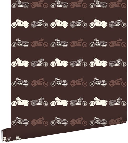 ESTAhome Tapete Motorräder Braun - 53 cm x 10.05 m - 115645