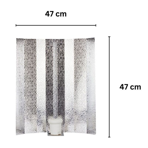 Hammerschlag Reflektor 47x47 cm – 95 % Lichtreflexion – Für Natriumdampflampen, Energiesparlampen & MH – Mit E40 Fassung, hohe Effizienz & gleichmäßige Ausleuchtung