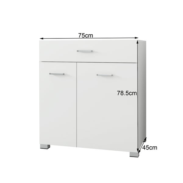 ML-Design Wäscheschrank mit 2 ausklappbaren Wäschesäcken, Weiß, 75x78,5x45 cm, Wäschesammler mit Schublade, viel Stauraum, Wäschekorb aus MDF-Holz, Wäschetruhe Badezimmerschrank Badschrank Badmöbel