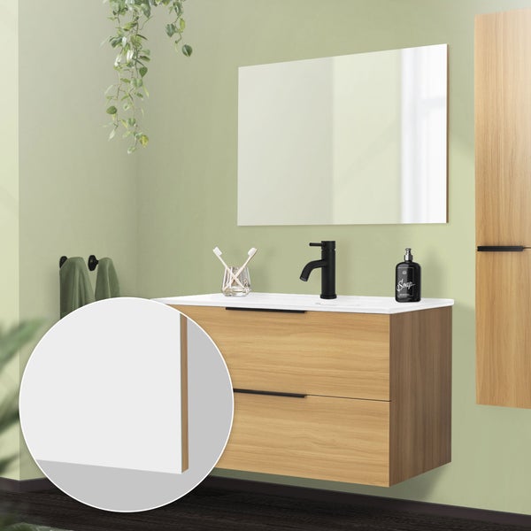 ML-Design Badspiegel, Weiß, Spiegel 90 x 60 cm, Glas, Rahmenlos, Badezimmerspiegel, Rechteckige Wandspiegel, Badezimmer Spiegel, Dekospiegel, Einfache Montage, Wandmontage, Deko Spiegel