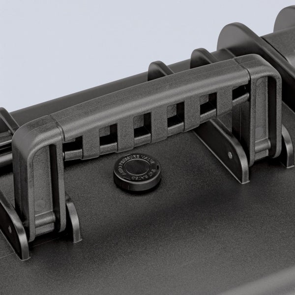 Griff und automatisches Druckausgleichsventil eines Transportkoffers