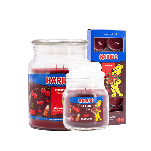 Haribo Kerzen Cherrycola Set 3 - 1x groß, 1x klein, 1x Teelicht