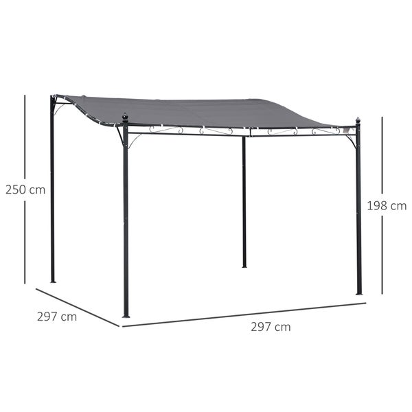 Outsunny Pergola Gartenpavillon Pavillon Überdachung Zelt Metall Grau 297x297cm